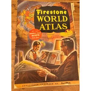 Firestone World Atlas Rand McNally WW2 1942 US Navy Defense World War II